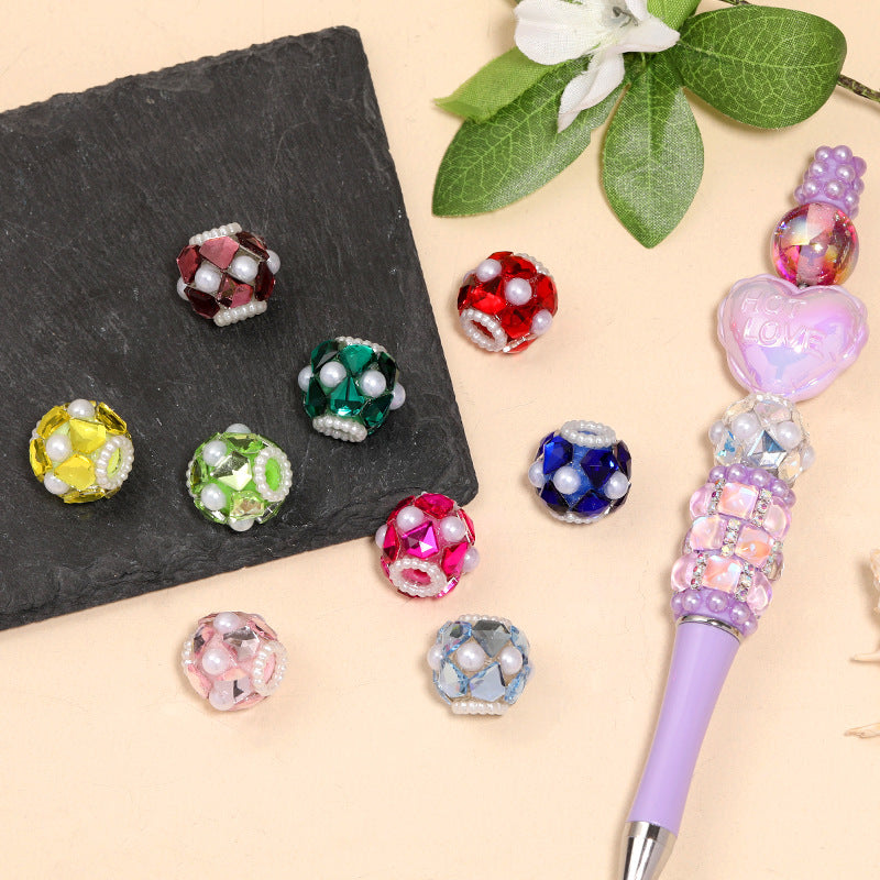 Colorful Heavy Beaded Heart Pearl Flower Ball Round Beads