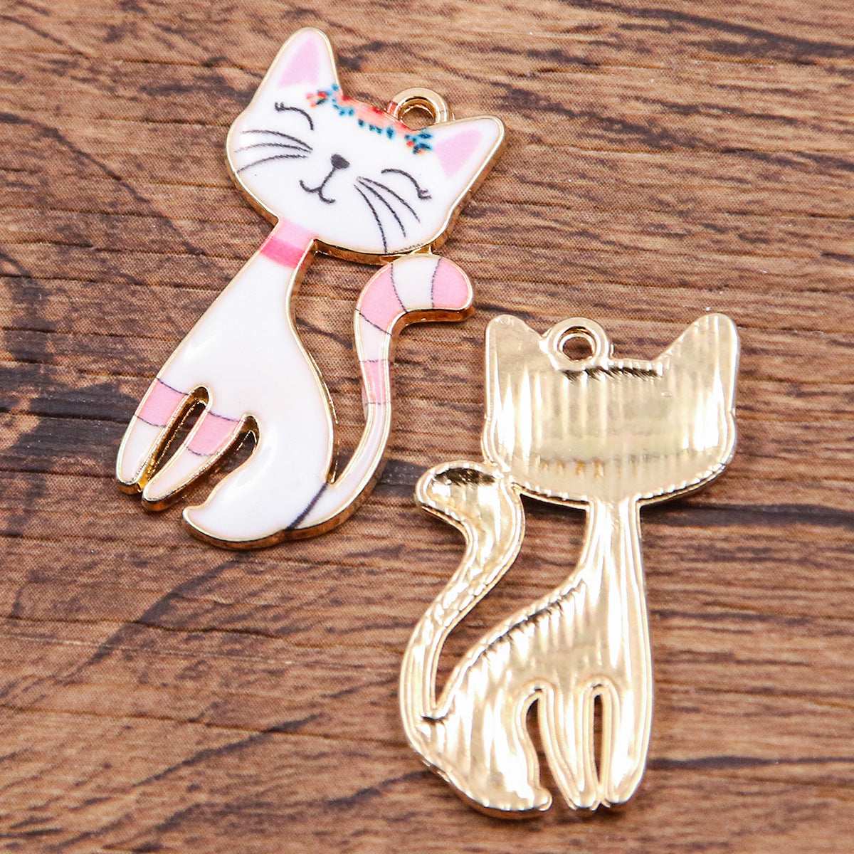 1 Piece 8 Colors 17*29mm DIY Alloy Jewelry KC Gold Drop Oil Color Printing Halloween Fox Pendant Hanging Decoration