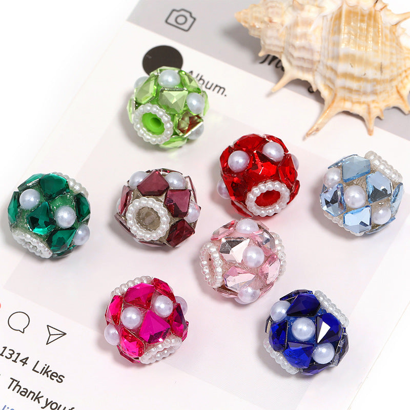 Colorful Heavy Beaded Heart Pearl Flower Ball Round Beads