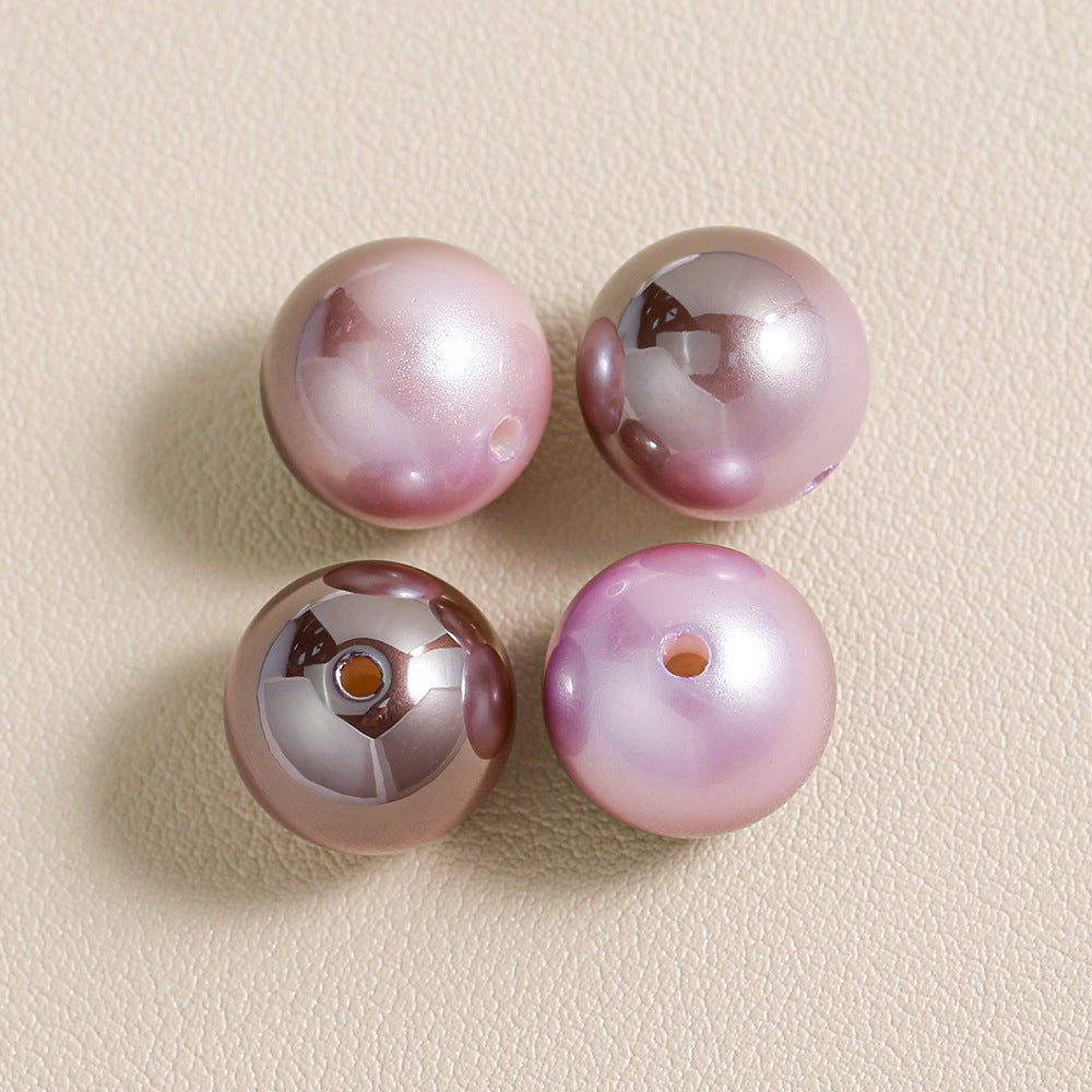 Mabei Two-Color through Hole round Beads Gradient Solid Color Plating round Beads