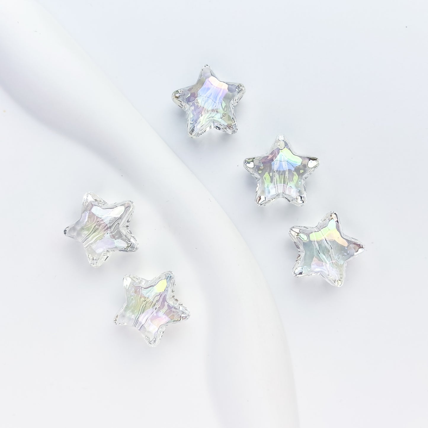 Transparent Acrylic UV Colorful Star Through Hole Beads