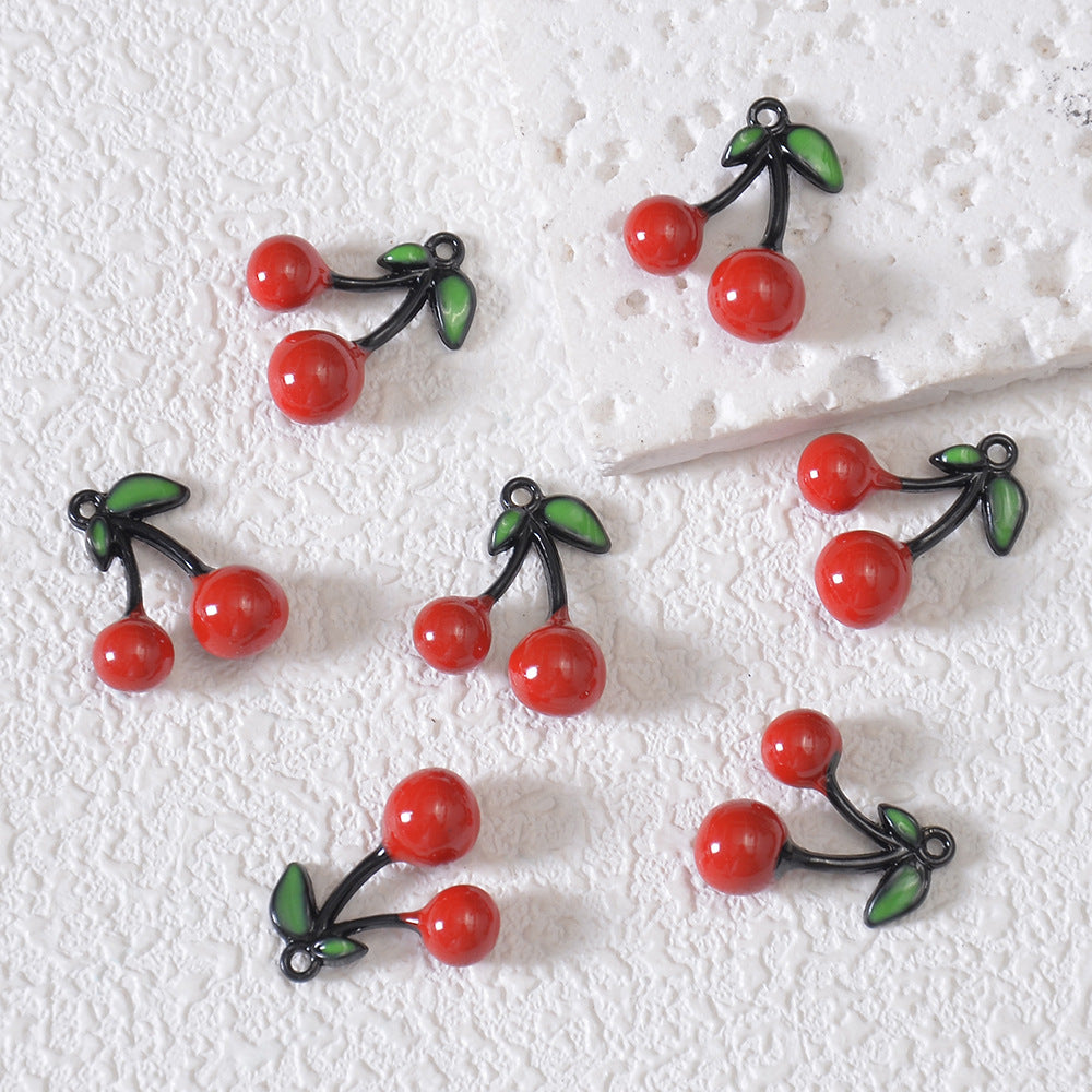 Cute Red Alloy Cherry Fruit Series Charm