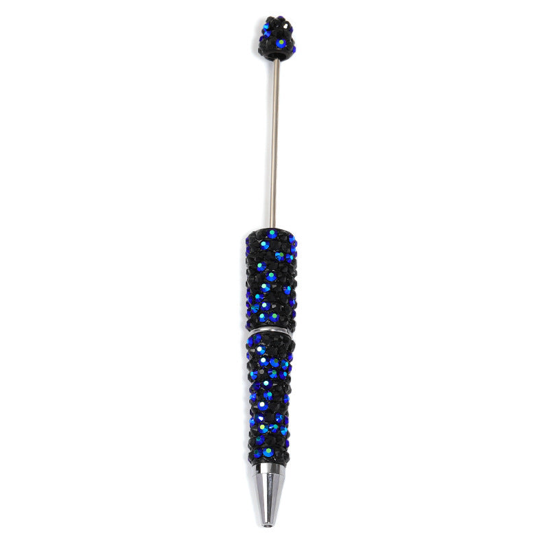 Full-diamond beadable plastic ballpoint pen