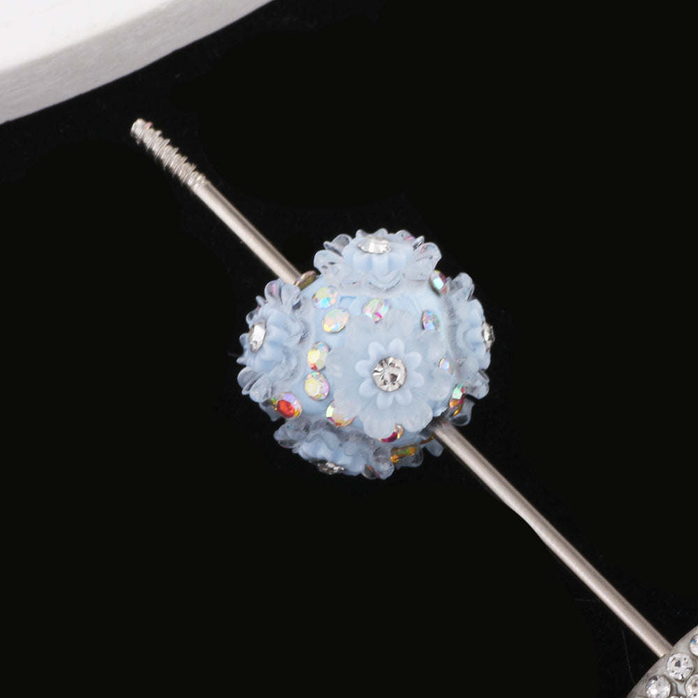Flower Beads Inlaid with Rhinestones Small Daisy Flower Ball