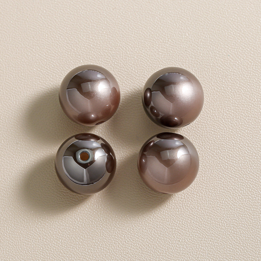 Mabei Two-Color through Hole round Beads Gradient Solid Color Plating round Beads