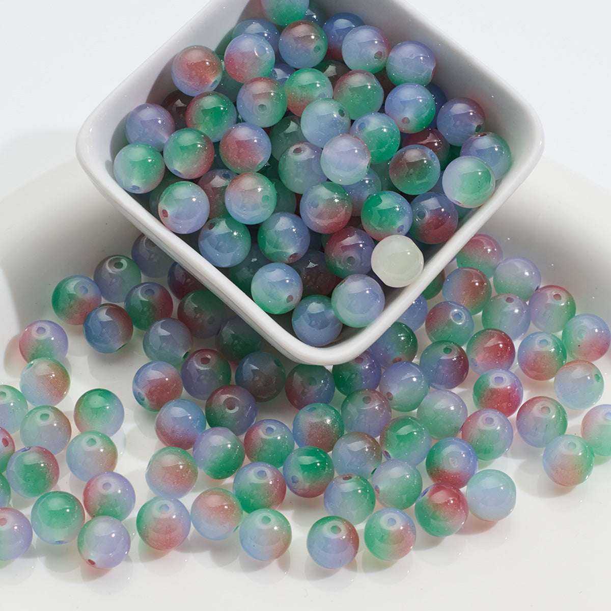 Three-color Glass Beads Imitation Jade Glass Beads