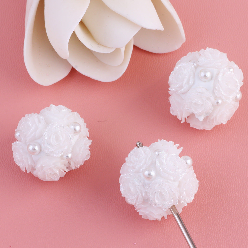 Pearl Rose Flower Luminous Flower Ball Can Be Inserted Straight Hole Beads