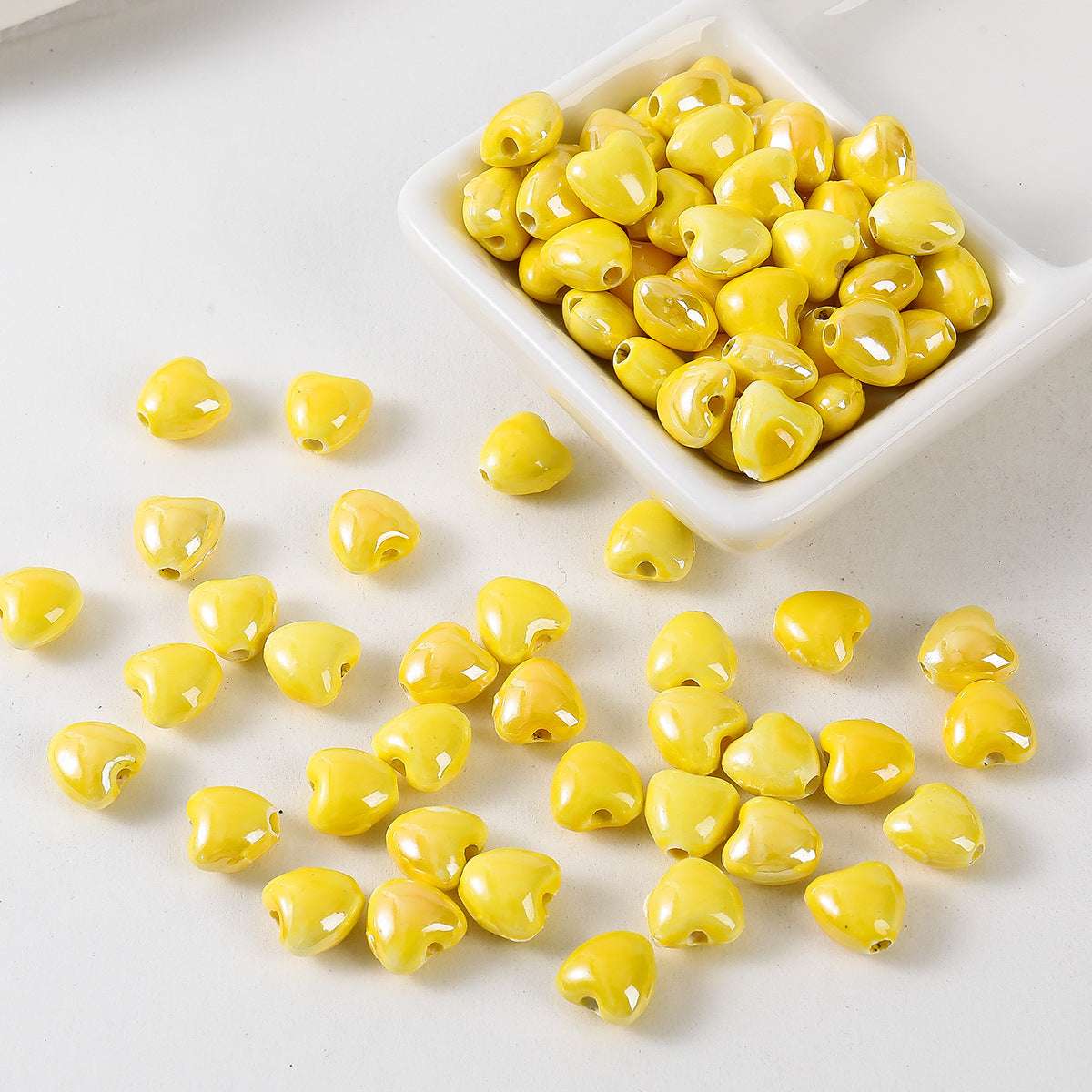 Ceramic Color-Plated 10mm Heart-Shaped Ceramic beads