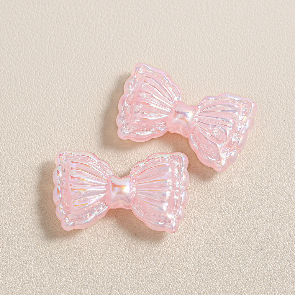 Thin and Glittering Straight Hole Bow Beads
