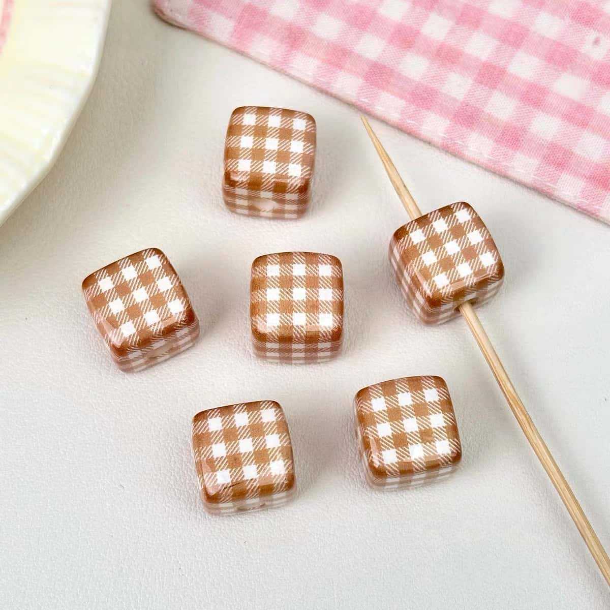 Acrylic Grid Square Handmade Beads
