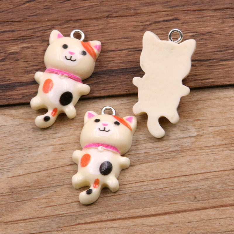 8 Colors 15*29mm DIY Resin Cute Cartoon Kitten Animal Pendant Charm
