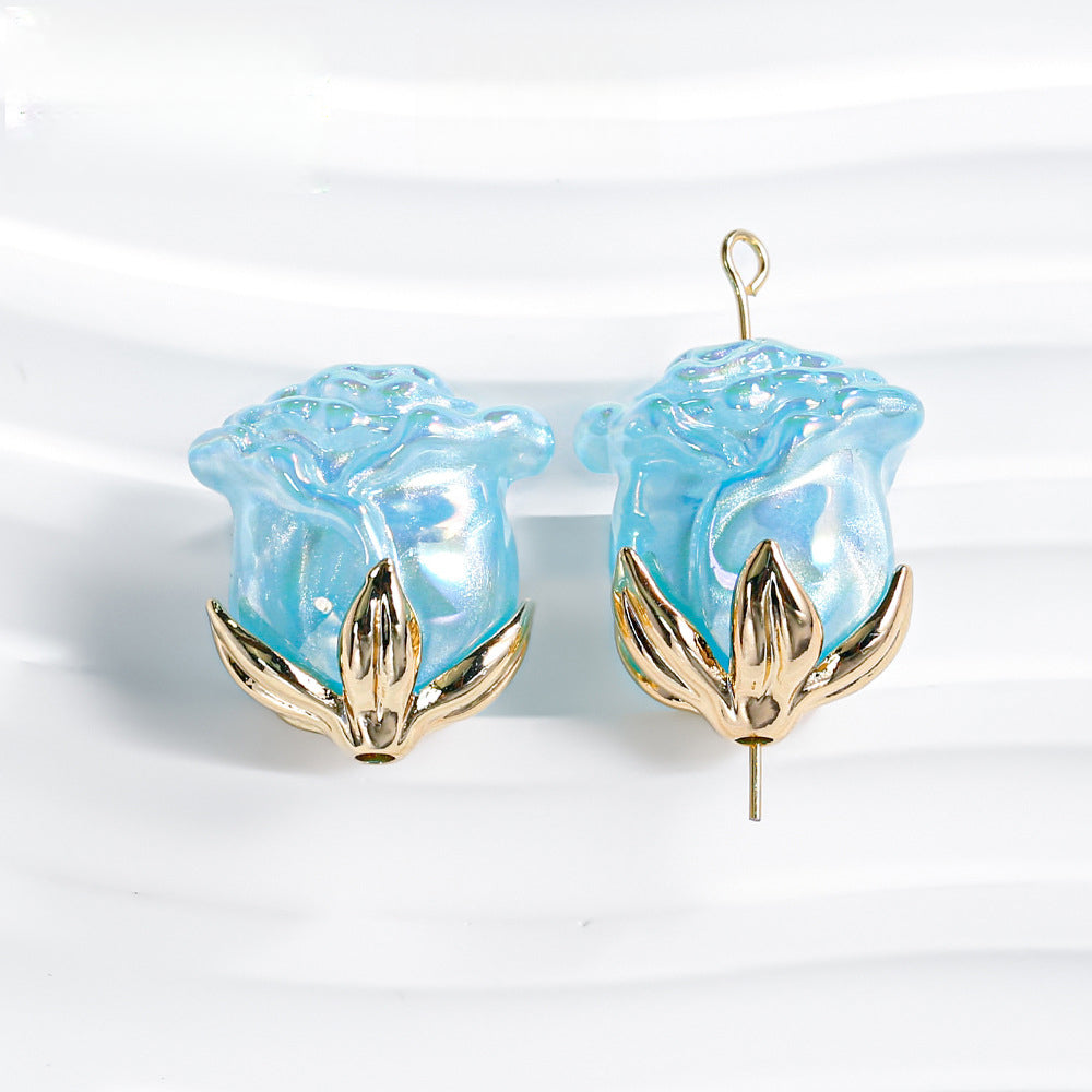 Electroplated Straight Hole Rose Beads