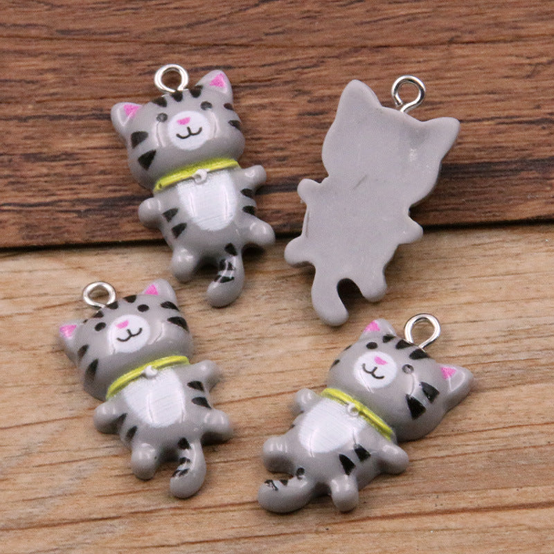 8 Colors 15*29mm DIY Resin Cute Cartoon Kitten Animal Pendant Charm