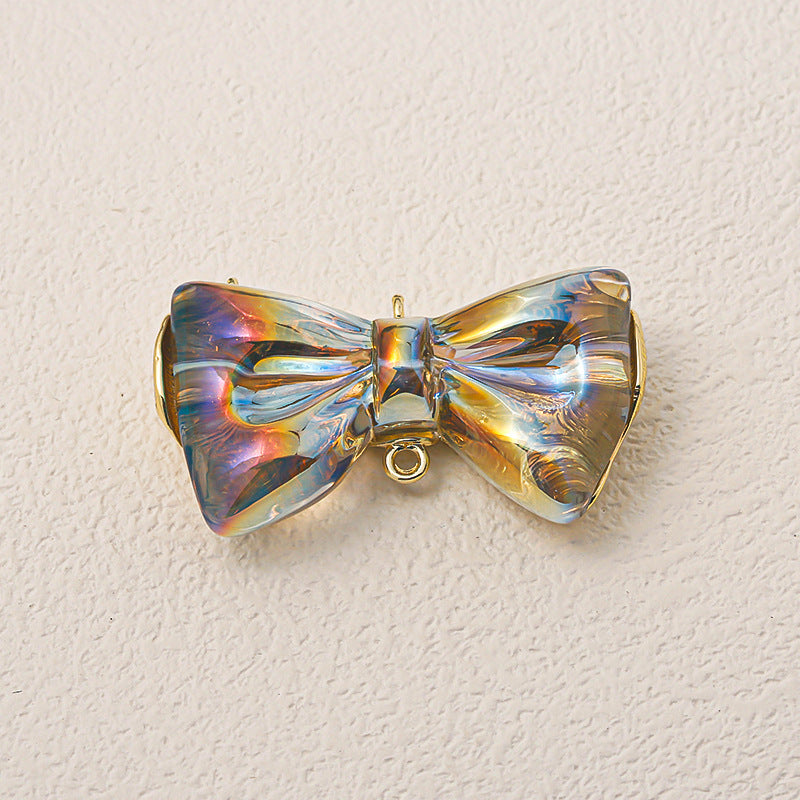 Mabei Transparent Striped Plating Color Alloy Charm