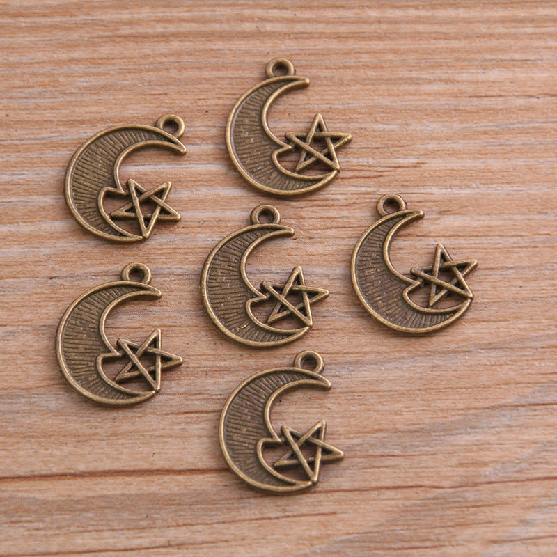 2 Colors 16*20mm DIY Alloy Jewelry Accessories Charm Moon Star Pendant