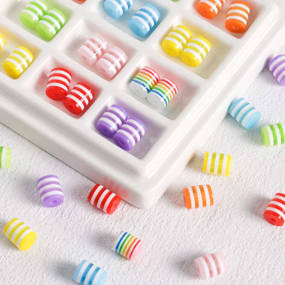 Color Striped Resin beadable beads
