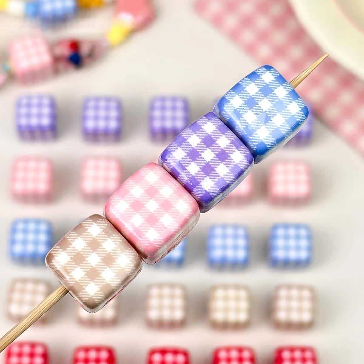 Acrylic Grid Square Handmade Beads