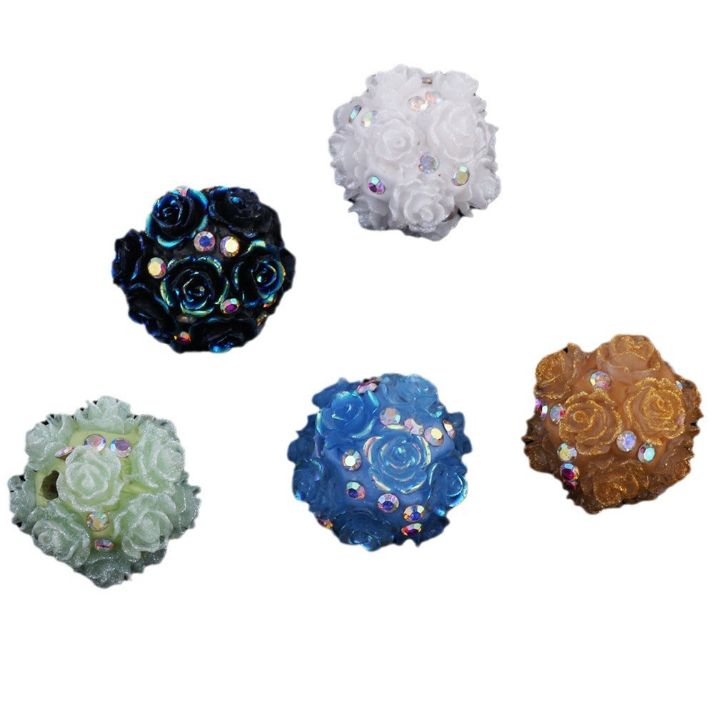 Flower Beads Green Satin Soft Clay Beads
