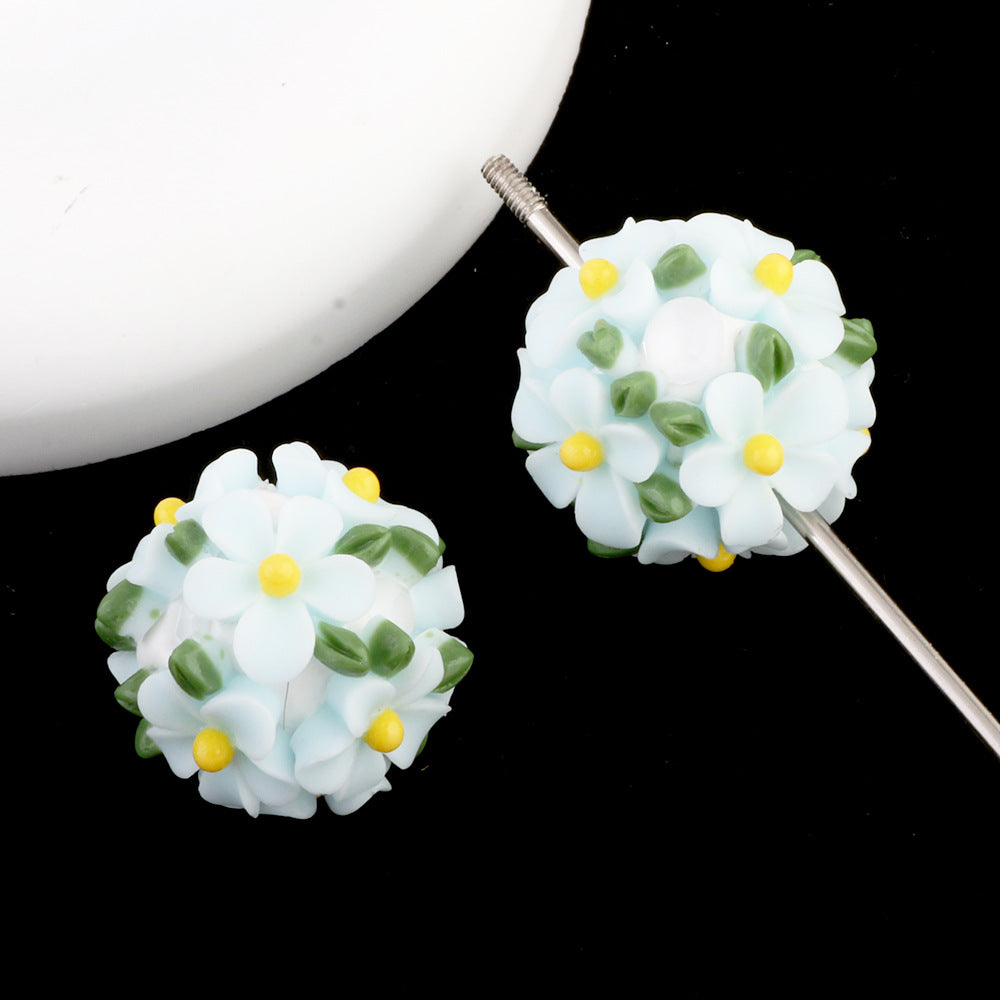 Camellia fresh green leaf flower ball beads