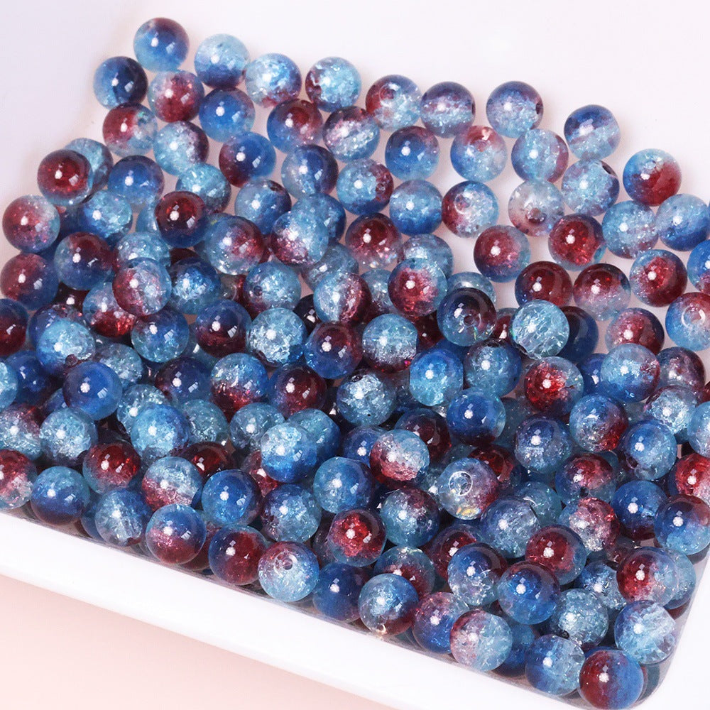 10mm Three-Color Ice Soul Crackle Beads Handmade Glass Beads Loose Beads