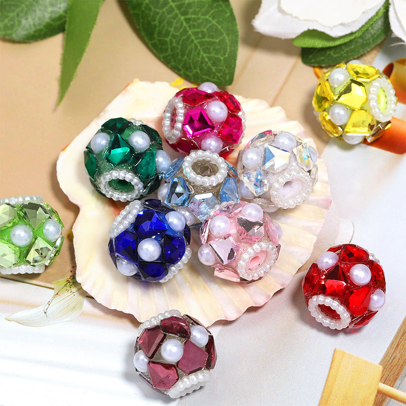 Colorful Heavy Beaded Heart Pearl Flower Ball Round Beads