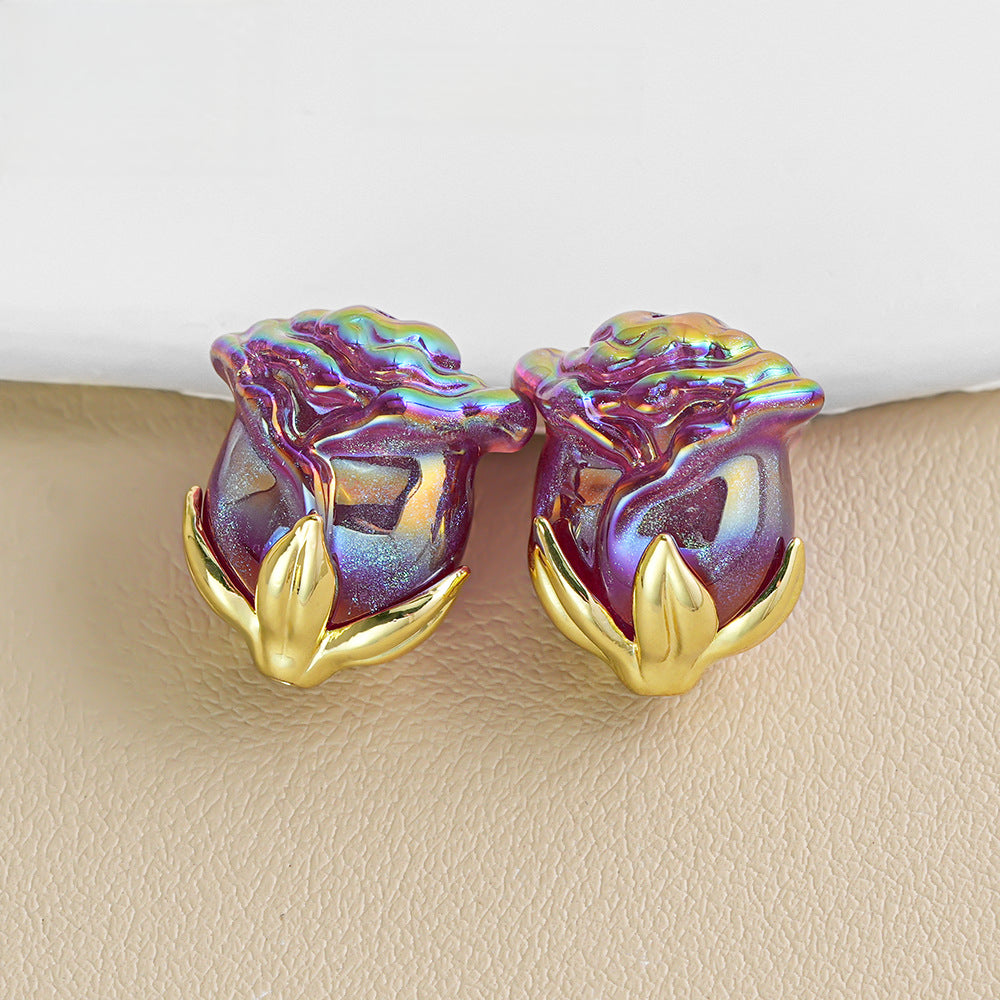Electroplated Straight Hole Rose Beads