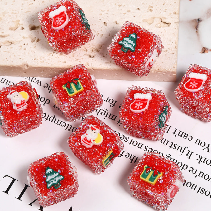 Christmas Rhinestone Sugar Square Beads