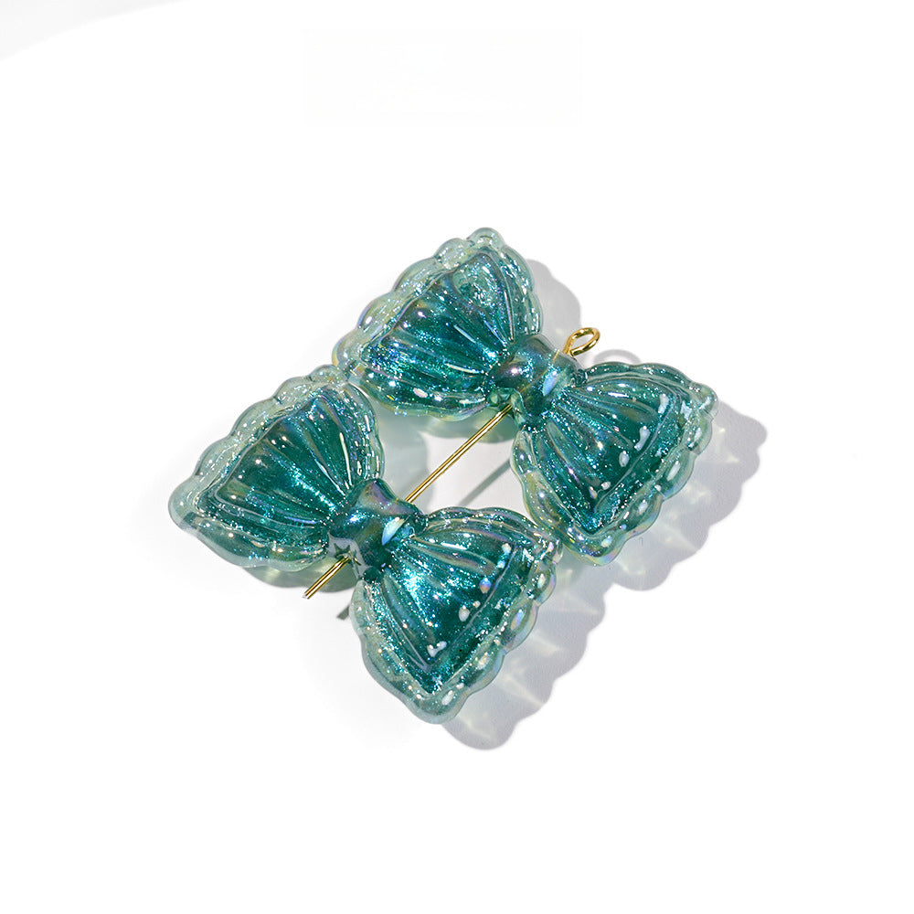 Thin and Glittering Straight Hole Bow Beads