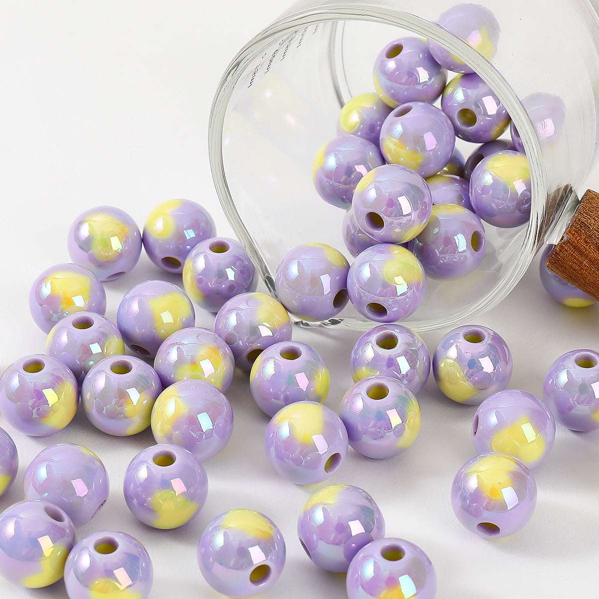 Dopamine Colorful Heart Round Beads UV Acrylic Straight Hole beadable beads