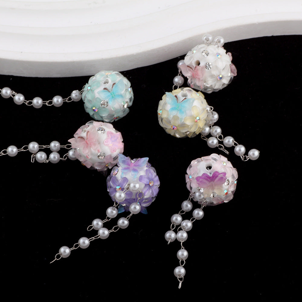 Flower Beads Tassel Flower Cluster Ball Drill Ball Pen-Through Straight Hole Beads