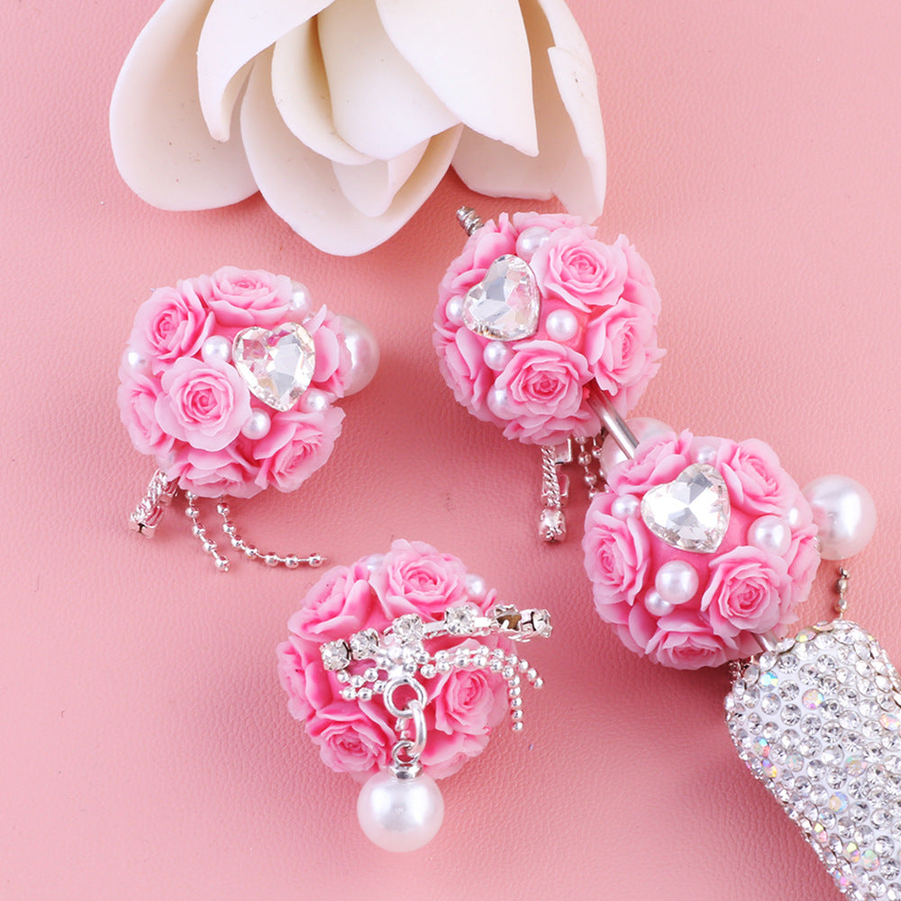 Rose Pearl Tassel Flower Ball
