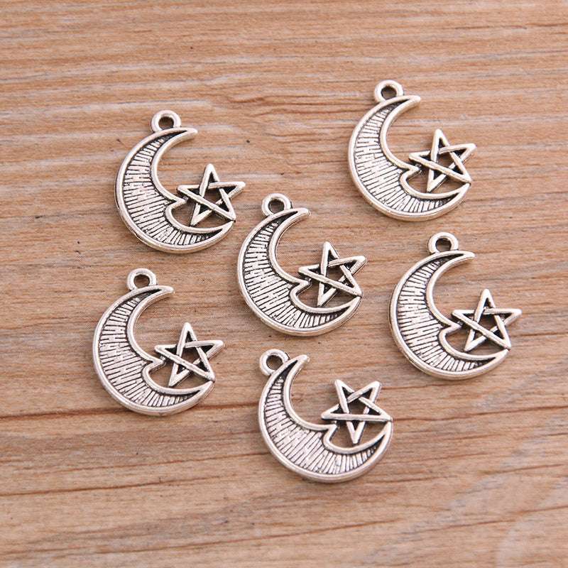 2 Colors 16*20mm DIY Alloy Jewelry Accessories Charm Moon Star Pendant