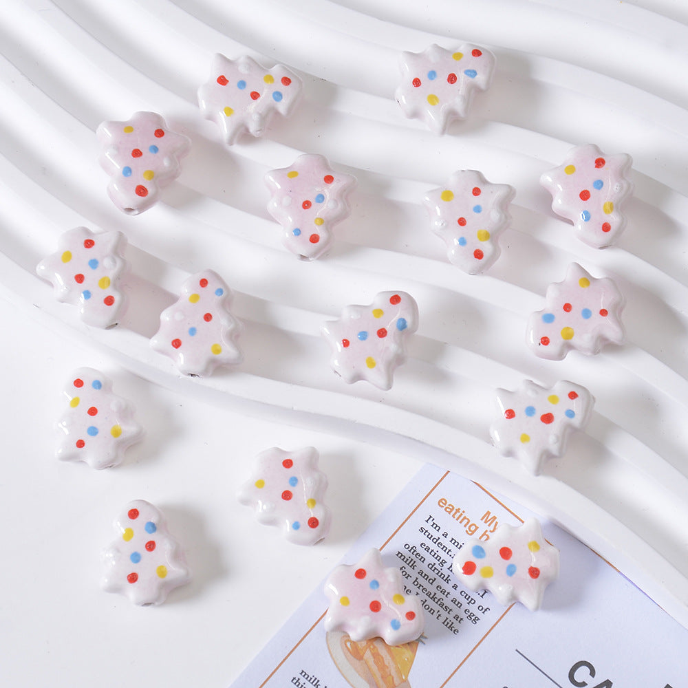 Ceramic Hand-painted Christmas Tree Beads Cartoon Loose Beads