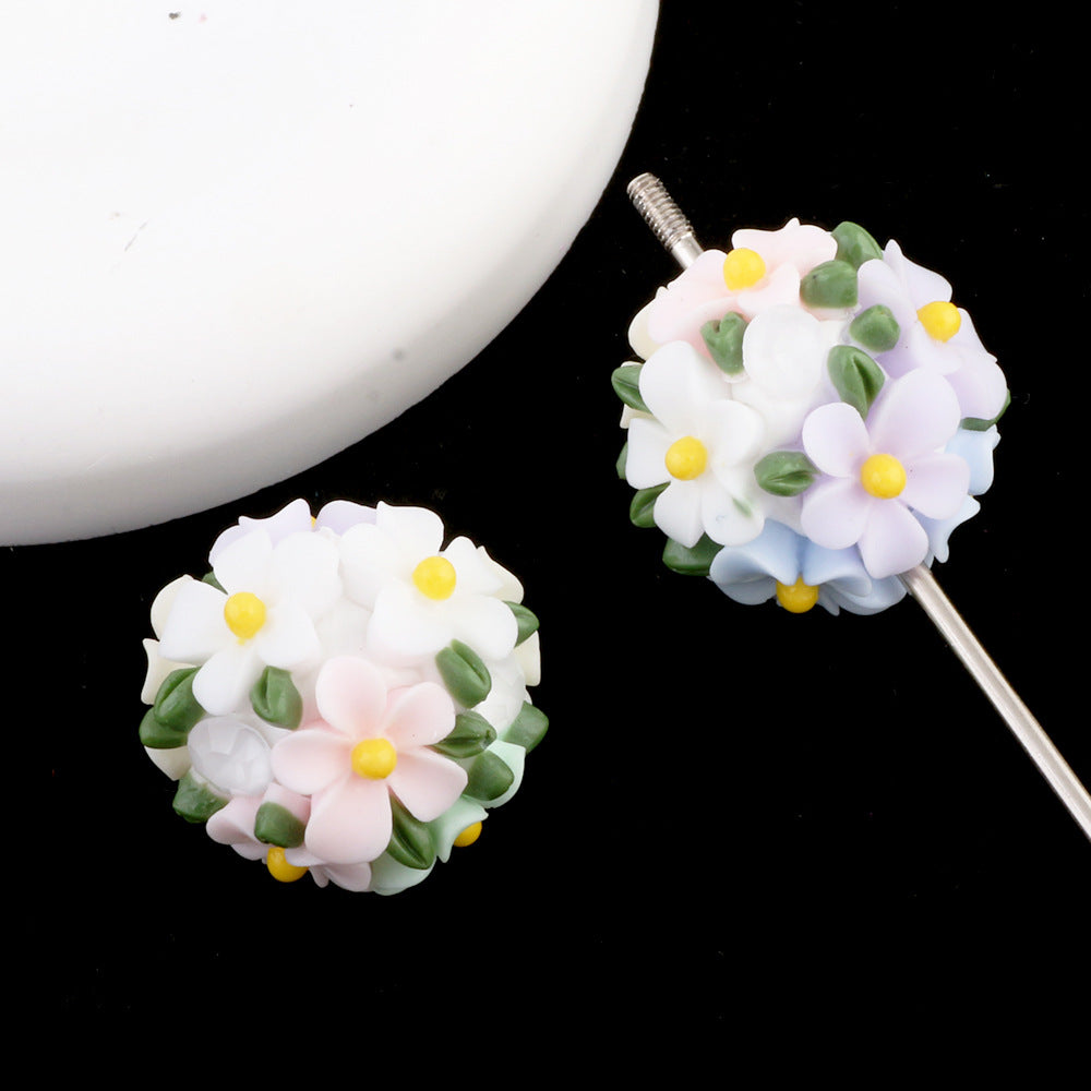 Camellia fresh green leaf flower ball beads