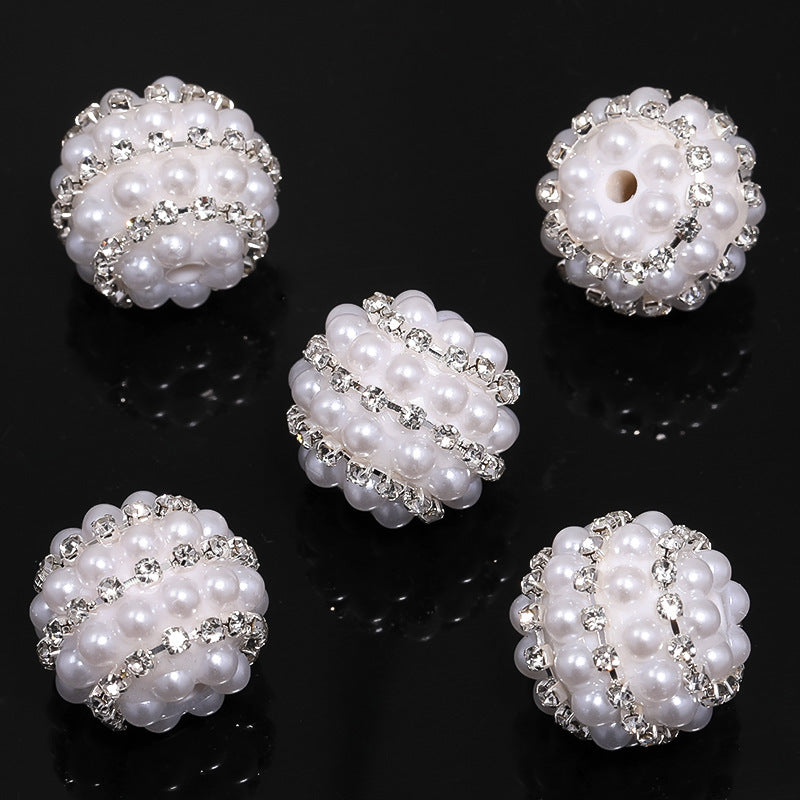 Candy Color Pearl Diamond Ball Rhinestone Chain Straight Hole Beads