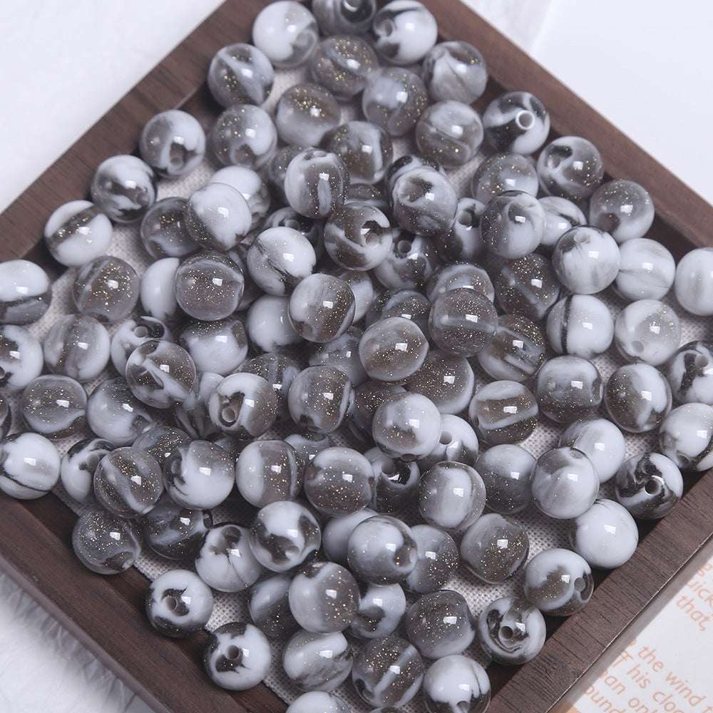 10mm Cream Gradient Fine Glitter Round Beads