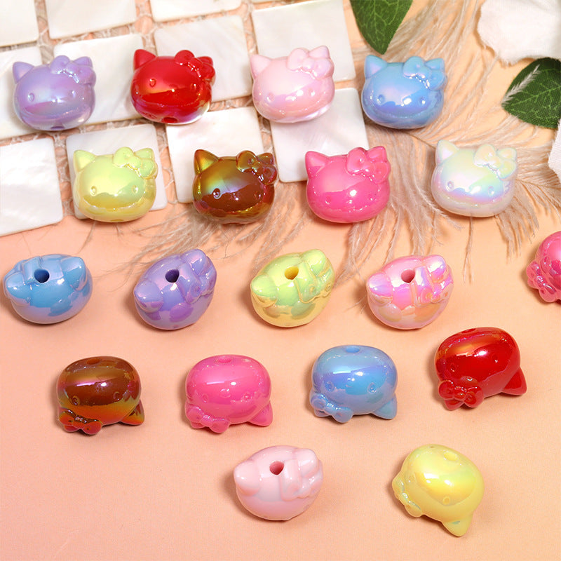 Cute Cartoon 3D KT Cat Through-Hole Highlight Beads