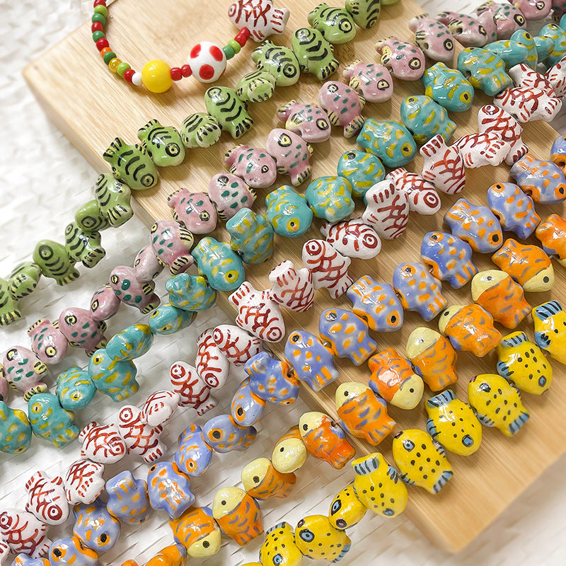 1 pc Pure Hand-painted Ceramic Deep Sea Little Fish Beads Loose Beads