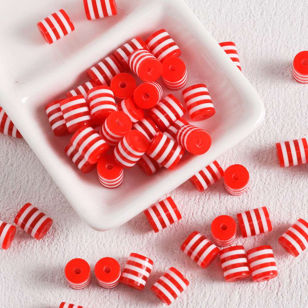 Color Striped Resin beadable beads