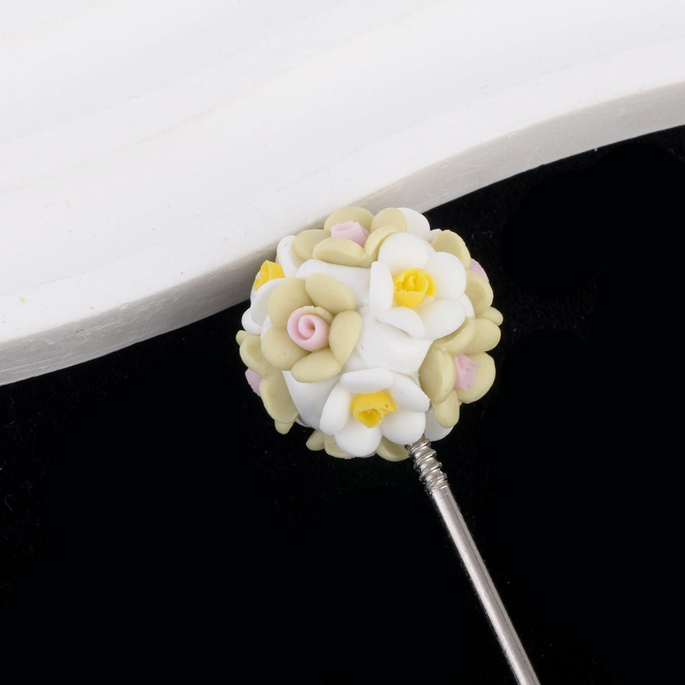 Flower Beads Luminous Simple Flower Rose Ball Clay Straight Hole Beads