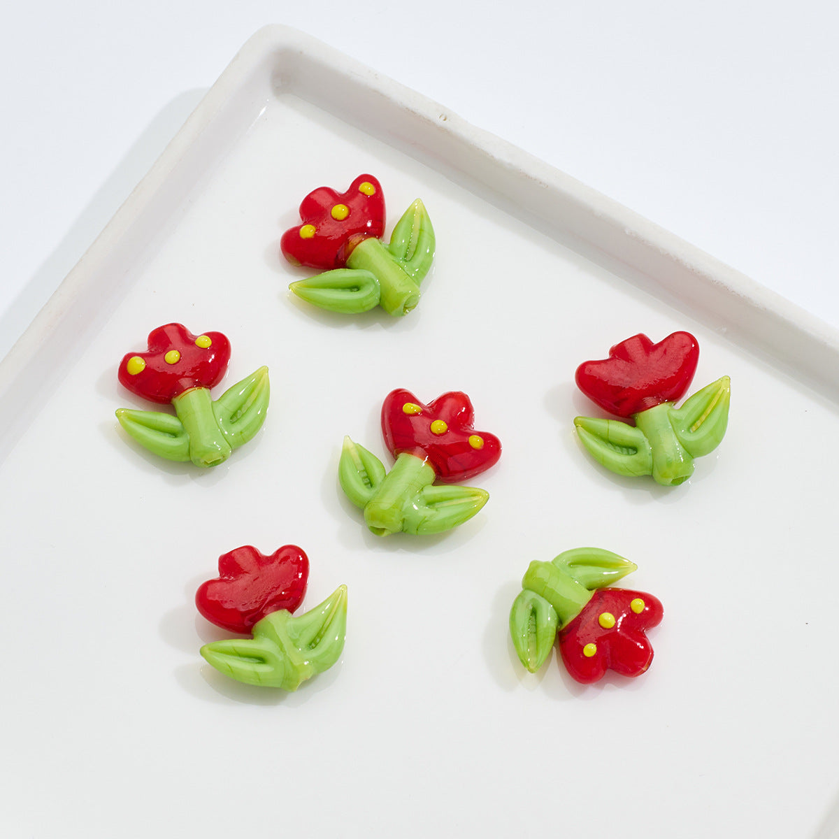 3D Tulip Glass Small Flower beadable beads