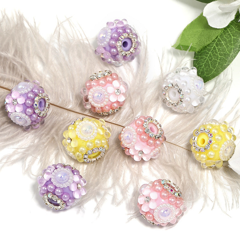 Diamond Five-Petal Flower Chain Pearl Diamond Ball