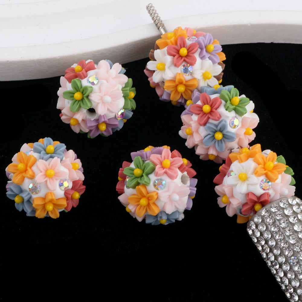 Flower Beads Secret Garden Flower Cluster Ball Drill Ball Pen-Through Straight Hole Beads