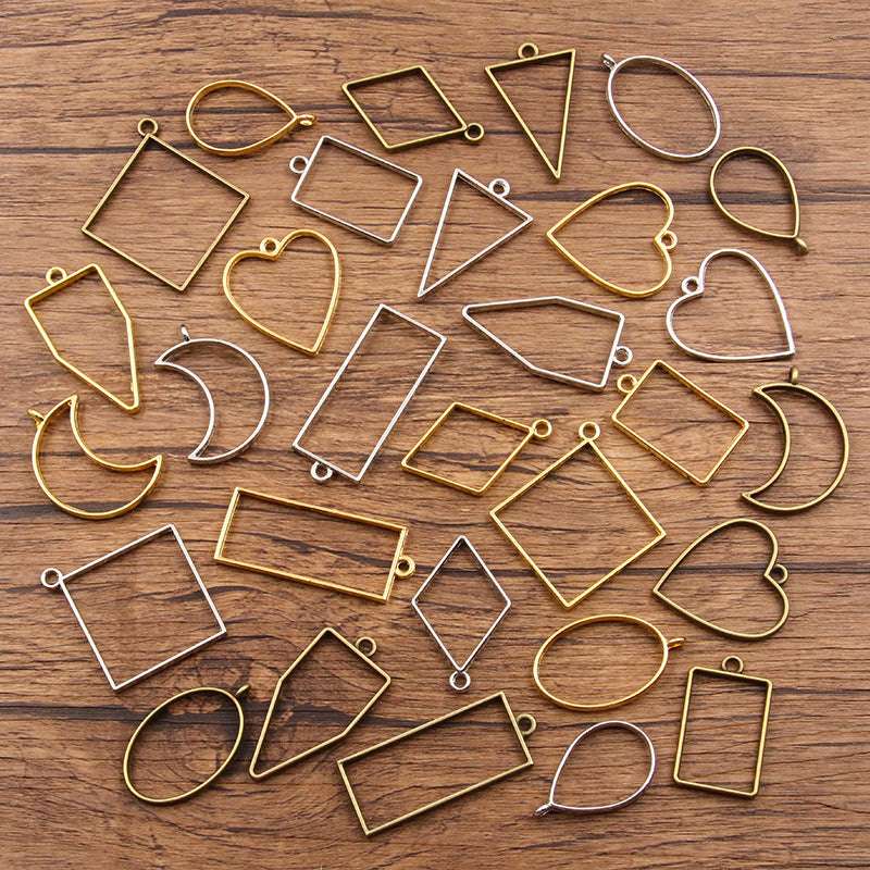 3 Colors DIY Alloy Jewelry Mixed Geometric Shapes Epoxy Resin Mold Frame