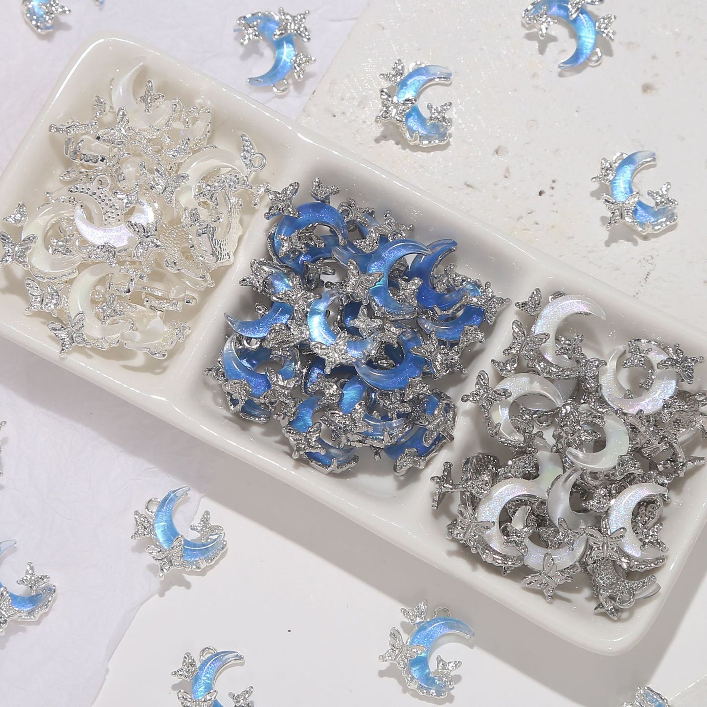 Butterfly Moon Cat Eye Gilding Alloy Pendant Charm Beads