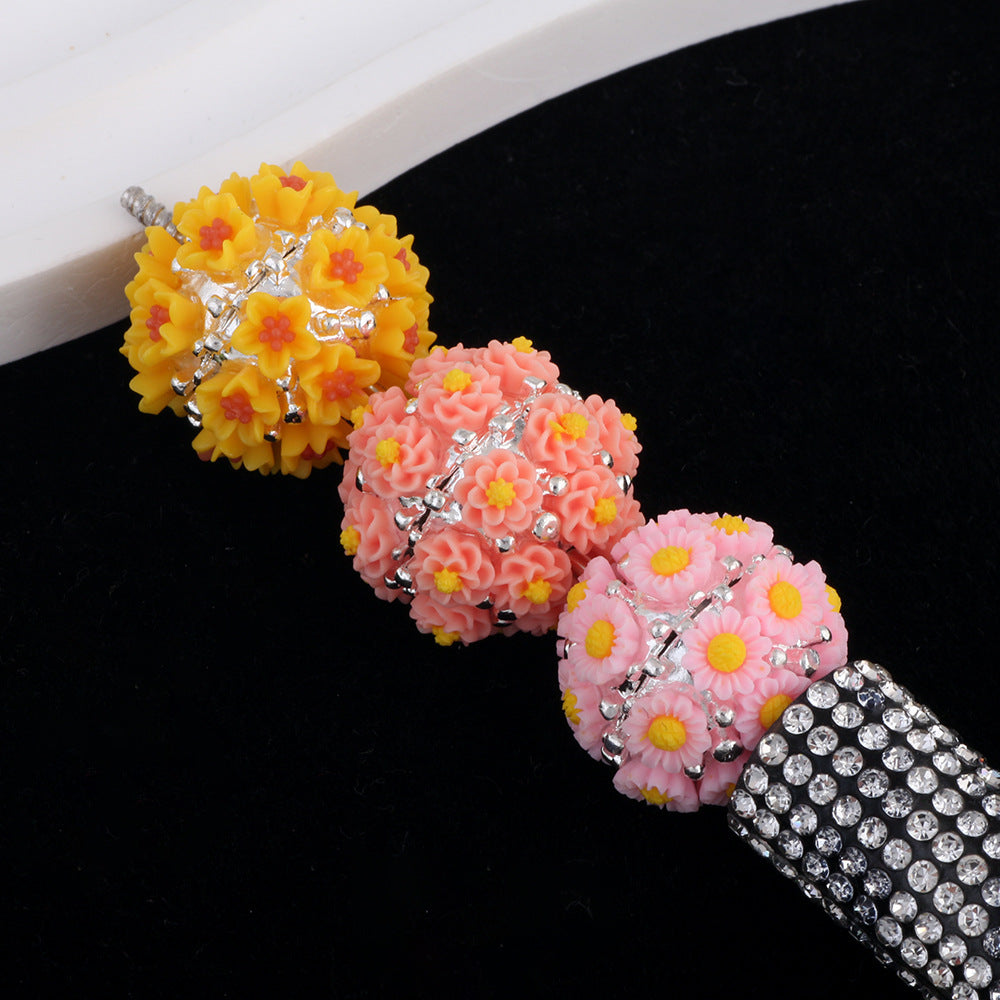 Flower Beads Alloy Flower Cluster Ball Handmade Straight Hole Beads