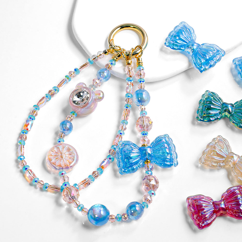 Thin and Glittering Straight Hole Bow Beads