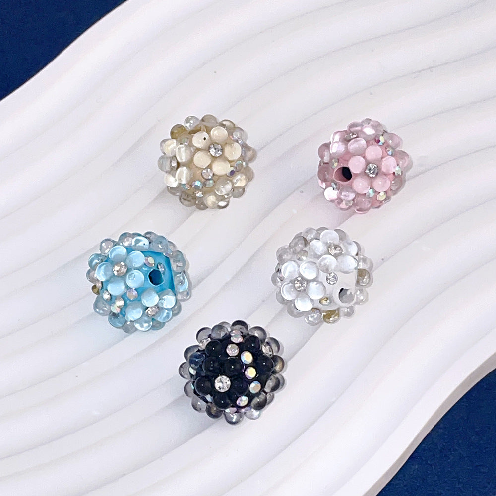 Inlaid Diamond Flower Bubble Beads