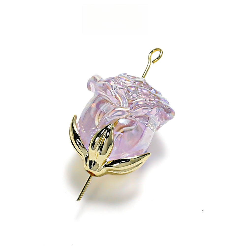 Electroplated Straight Hole Rose Beads