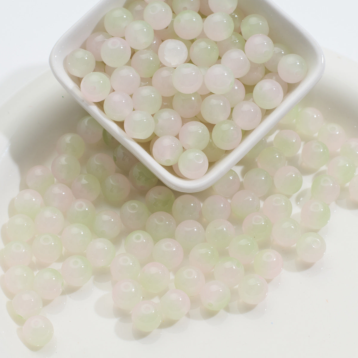 Three-color Glass Beads Imitation Jade Glass Beads